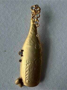 Gold-tone Champagne Bottle Pendant Necklace Charm